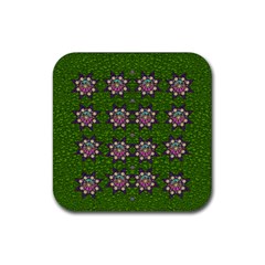 Star Over The Healthy Sacred Nature Ornate And Green Rubber Coaster (square)  by pepitasart