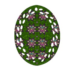 Star Over The Healthy Sacred Nature Ornate And Green Ornament (oval Filigree) by pepitasart