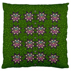 Star Over The Healthy Sacred Nature Ornate And Green Large Flano Cushion Case (one Side) by pepitasart