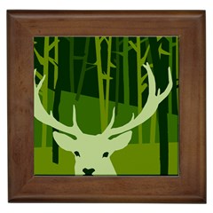 Forest Deer Tree Green Nature Framed Tile