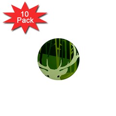 Forest Deer Tree Green Nature 1  Mini Magnet (10 pack) 