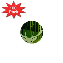 Forest Deer Tree Green Nature 1  Mini Magnets (100 pack) 