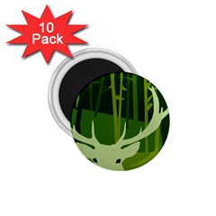 Forest Deer Tree Green Nature 1.75  Magnets (10 pack) 