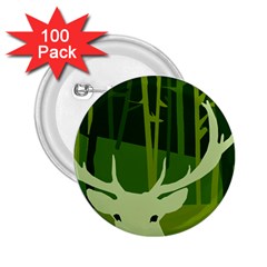 Forest Deer Tree Green Nature 2.25  Buttons (100 pack) 