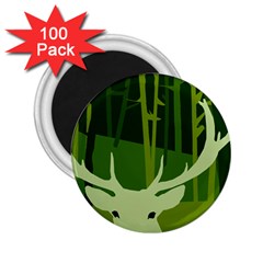 Forest Deer Tree Green Nature 2.25  Magnets (100 pack) 