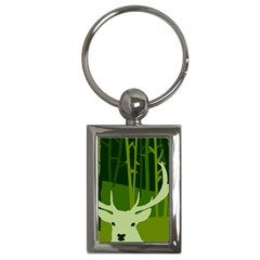 Forest Deer Tree Green Nature Key Chain (rectangle) by HermanTelo