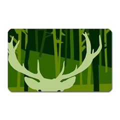 Forest Deer Tree Green Nature Magnet (Rectangular)