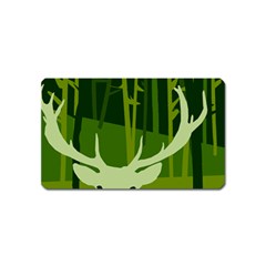 Forest Deer Tree Green Nature Magnet (Name Card)