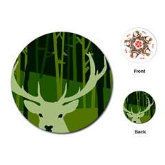 Forest Deer Tree Green Nature Playing Cards Single Design (Round)