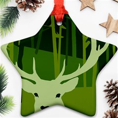 Forest Deer Tree Green Nature Star Ornament (two Sides) by HermanTelo