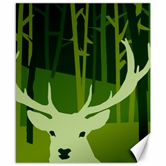 Forest Deer Tree Green Nature Canvas 8  X 10 