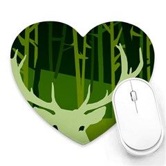 Forest Deer Tree Green Nature Heart Mousepads