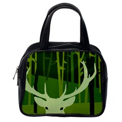 Forest Deer Tree Green Nature Classic Handbag (one Side)