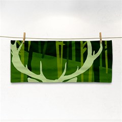 Forest Deer Tree Green Nature Hand Towel