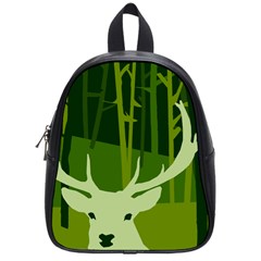 Forest Deer Tree Green Nature School Bag (small)