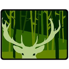 Forest Deer Tree Green Nature Fleece Blanket (large) 