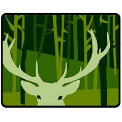 Forest Deer Tree Green Nature Fleece Blanket (medium) 