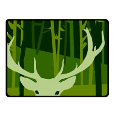 Forest Deer Tree Green Nature Fleece Blanket (small)