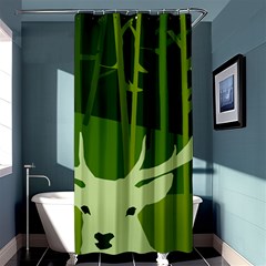 Forest Deer Tree Green Nature Shower Curtain 36  X 72  (stall) 