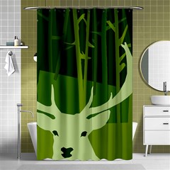 Forest Deer Tree Green Nature Shower Curtain 48  X 72  (small) 