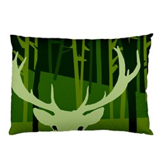 Forest Deer Tree Green Nature Pillow Case (two Sides)