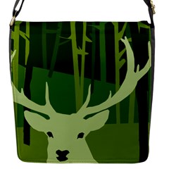 Forest Deer Tree Green Nature Flap Closure Messenger Bag (s)