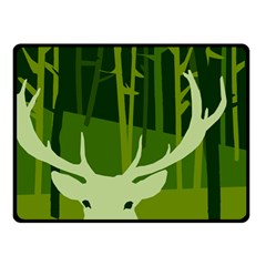 Forest Deer Tree Green Nature Double Sided Fleece Blanket (small) 