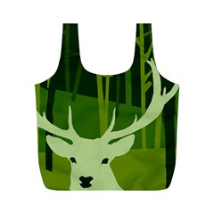 Forest Deer Tree Green Nature Full Print Recycle Bag (M)