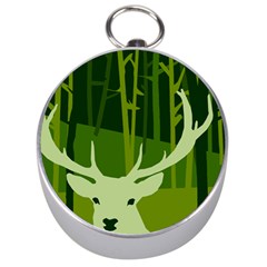 Forest Deer Tree Green Nature Silver Compasses