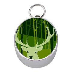 Forest Deer Tree Green Nature Mini Silver Compasses