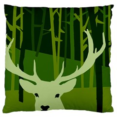 Forest Deer Tree Green Nature Large Flano Cushion Case (one Side)