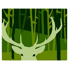 Forest Deer Tree Green Nature Double Sided Flano Blanket (Medium) 