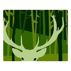 Forest Deer Tree Green Nature Double Sided Flano Blanket (large) 