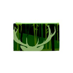 Forest Deer Tree Green Nature Cosmetic Bag (xs)