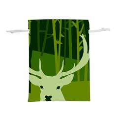 Forest Deer Tree Green Nature Lightweight Drawstring Pouch (l) by HermanTelo