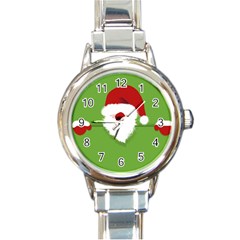 Santa Claus Hat Christmas Round Italian Charm Watch