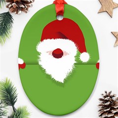 Santa Claus Hat Christmas Ornament (oval) by Mariart