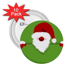 Santa Claus Hat Christmas 2 25  Buttons (10 Pack)  by Mariart