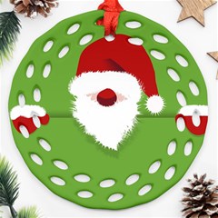 Santa Claus Hat Christmas Ornament (round Filigree) by Mariart