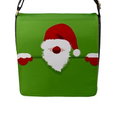 Santa Claus Hat Christmas Flap Closure Messenger Bag (l) by Mariart