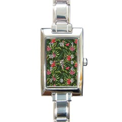 Tropical Flowers Rectangle Italian Charm Watch by goljakoff