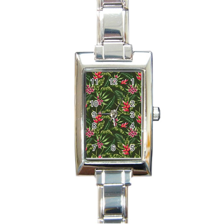 Tropical flowers Rectangle Italian Charm Watch