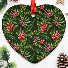 Tropical Flowers Heart Ornament (two Sides) by goljakoff