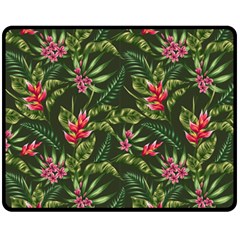 Tropical Flowers Fleece Blanket (medium)  by goljakoff