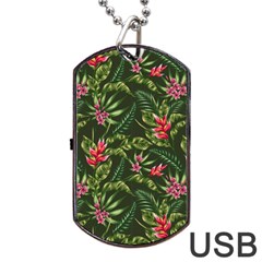 Tropical Flowers Dog Tag Usb Flash (one Side) by goljakoff