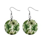 Green leaves Mini Button Earrings Front