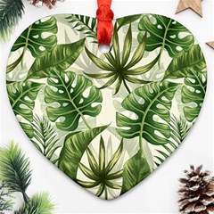 Green Leaves Heart Ornament (two Sides) by goljakoff