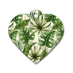 Green Leaves Dog Tag Heart (two Sides) by goljakoff