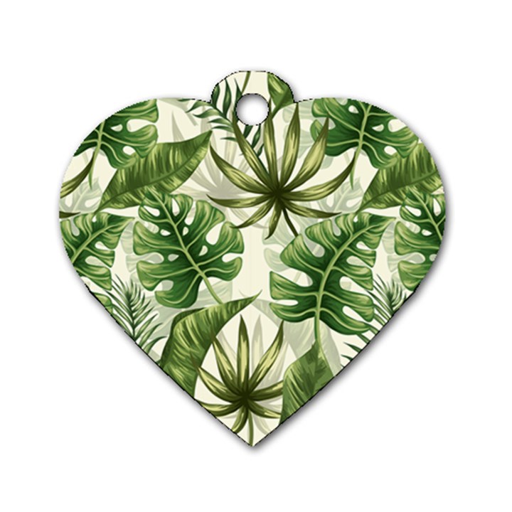 Green leaves Dog Tag Heart (Two Sides)