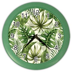 Green Leaves Color Wall Clock by goljakoff